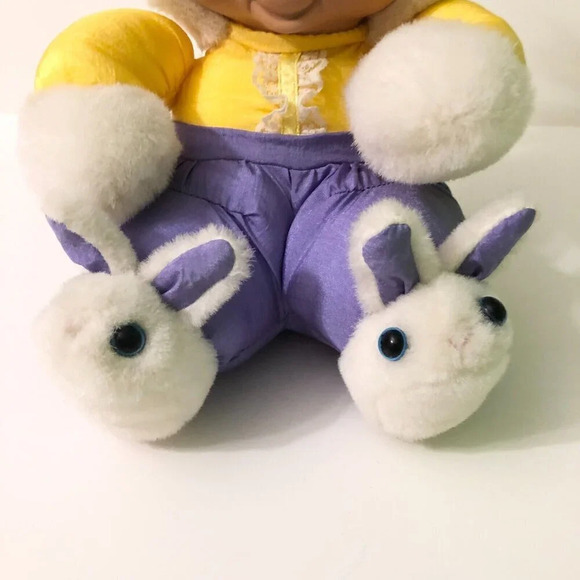 Vintage 1992 Troll Doll Nylon Plush Easter Bunny  Stuffed Animal Plastic Face - Picture 15 of 16